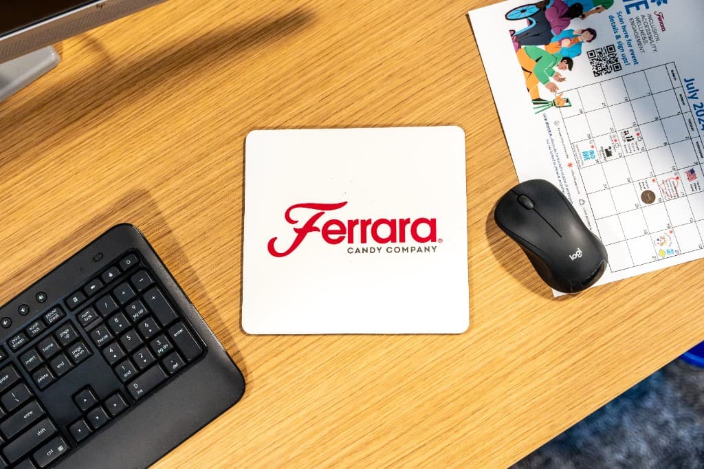Ferrara Candy Company logo on desk mousepad